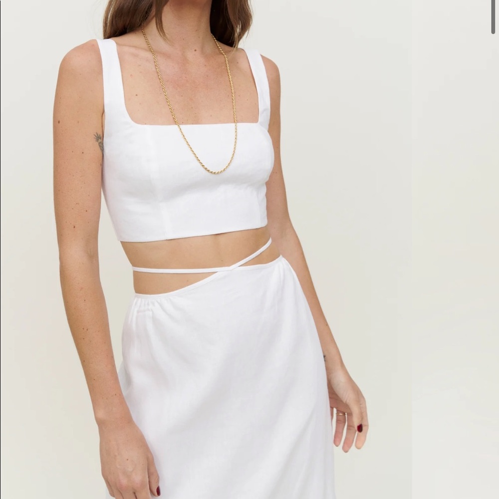 Reformation pepper linen set white size 4 nwt